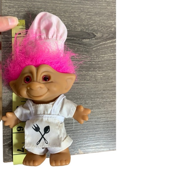 Vtg Ace Novelty Treasure  Troll Doll Pink Hair Chef Apron With Hat Wishstone 90s - Picture 11 of 12